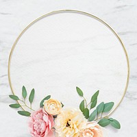 Golden round floral frame design
