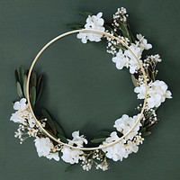 Golden round floral frame design