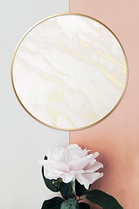 Golden floral marble frame design