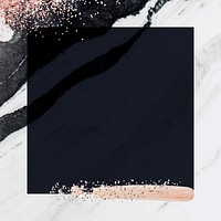 Square white marble frame with pink glitter vector