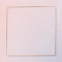 Square gold frame on pink corduroy textured background vector