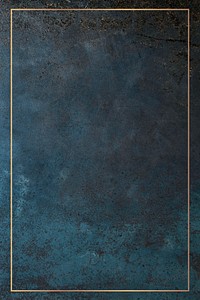 Rectangle gold frame on a grunge blue background illustration