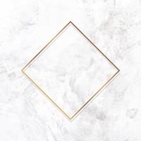 Rhombus gold frame on white marble background vector