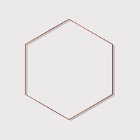 Gold hexagon frame on a blank background