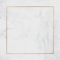 Square gold frame on white marble background vector