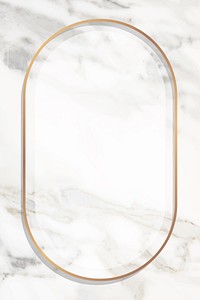 Oval gold frame on white marble background vector