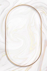 Oval gold frame on white swirled background vector