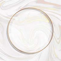 Round gold frame on white swirled background vector