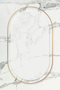Oval gold frame on white marble background illustration