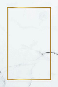 Rectangle gold frame on white marble background vector