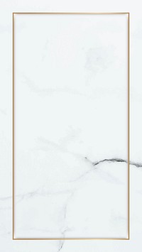 Rectangle gold frame on white marble mobile phone wallpaper vector