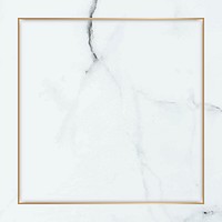 Square gold frame on white marble background vector