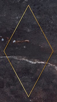 Rhombus gold frame on marble mobile phone wallpaper vector