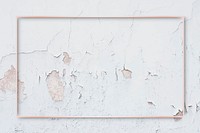 Rectangle rose gold frame on weathered paint wall background vector