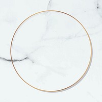 Round gold frame on white marble background vector