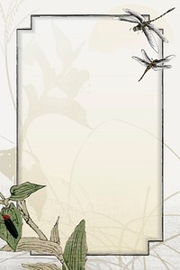Leafy dragonfly frame design vector