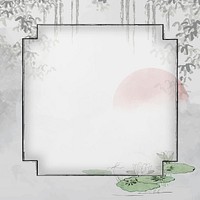 Leafy square frame design vector