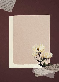 White peonies on paper textured background vector