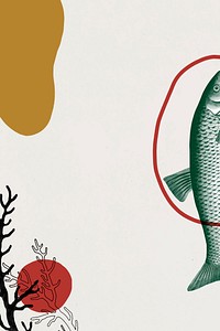 Vintage fish frame art vector