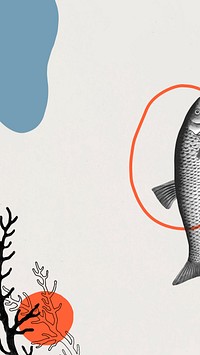 Vintage fish frame art vector