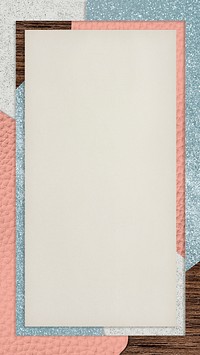 Frame on pink and blue collage textured mobile phone wallpaper illustration