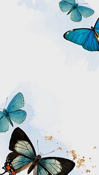Blue butterflies patterned mobile phone wallpaper vector