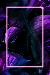 Neon tropical jungle foliage patterned frame