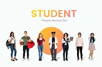 Young student character mockups set