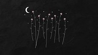 Minimal blooming flowers and the moon background vector