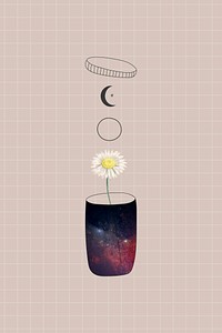 Daisy in a container on a beige background vector