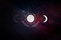 Moon and the sun on a galaxy background vector