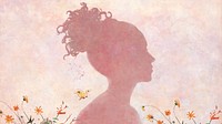 Woman shadow on a pink painting background illustration