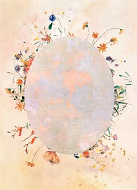 Oval frame with botanical patterned background vector