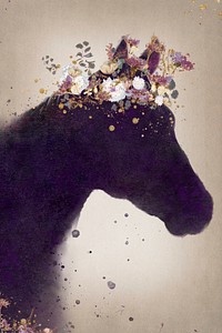 Horse head silhouette painting background illustration