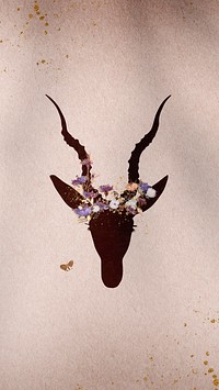 Antelope head silhouette painting mobile phone wallpaper illustration