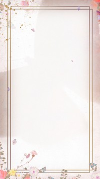 Rectangle gold frame with botanicl patterned mobile phone wallpaper illustration