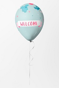 Cute pastel blue welcome balloon mockup