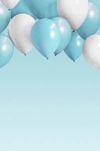 Pastel blue balloons banner mockup