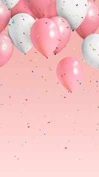 Festive pastel pink balloon frame mobile phone wallpaper
