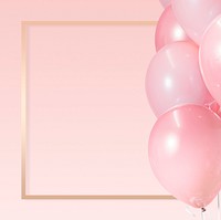 Golden frame balloons on a pink background