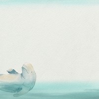 Watercolor painted Beluga Whale at the water surface banner template