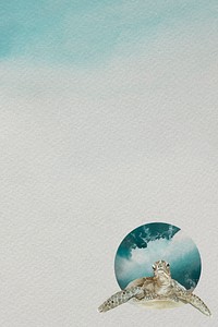 Watercolor painted turtle on paper banner template