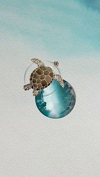 Watercolor painted marine life phone background template