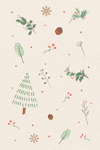 Christmas elements doodle pattern vector