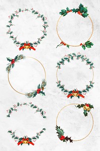 Blank Christmas wreath vector set