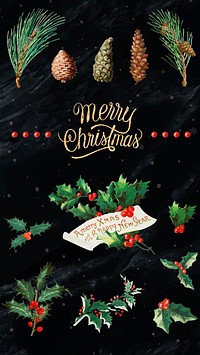 Festive merry Christmas mobile wallpaper vector set