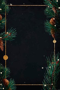 Blank golden rectangle Christmas frame vector