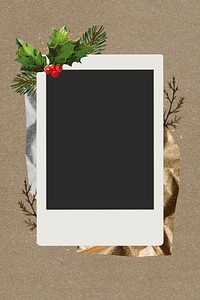 Christmas decorated blank instant photo frame vector