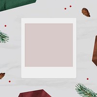 Christmas decorated blank instant photo frame vector