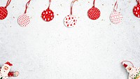 White stained background with red Christmas decorations